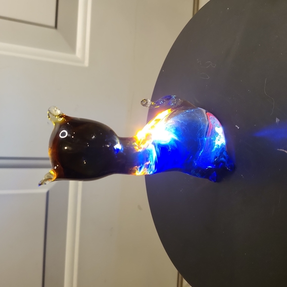 Vintage Murano Glass Cobalt and Amber Kitty Cat - Picture 10 of 10